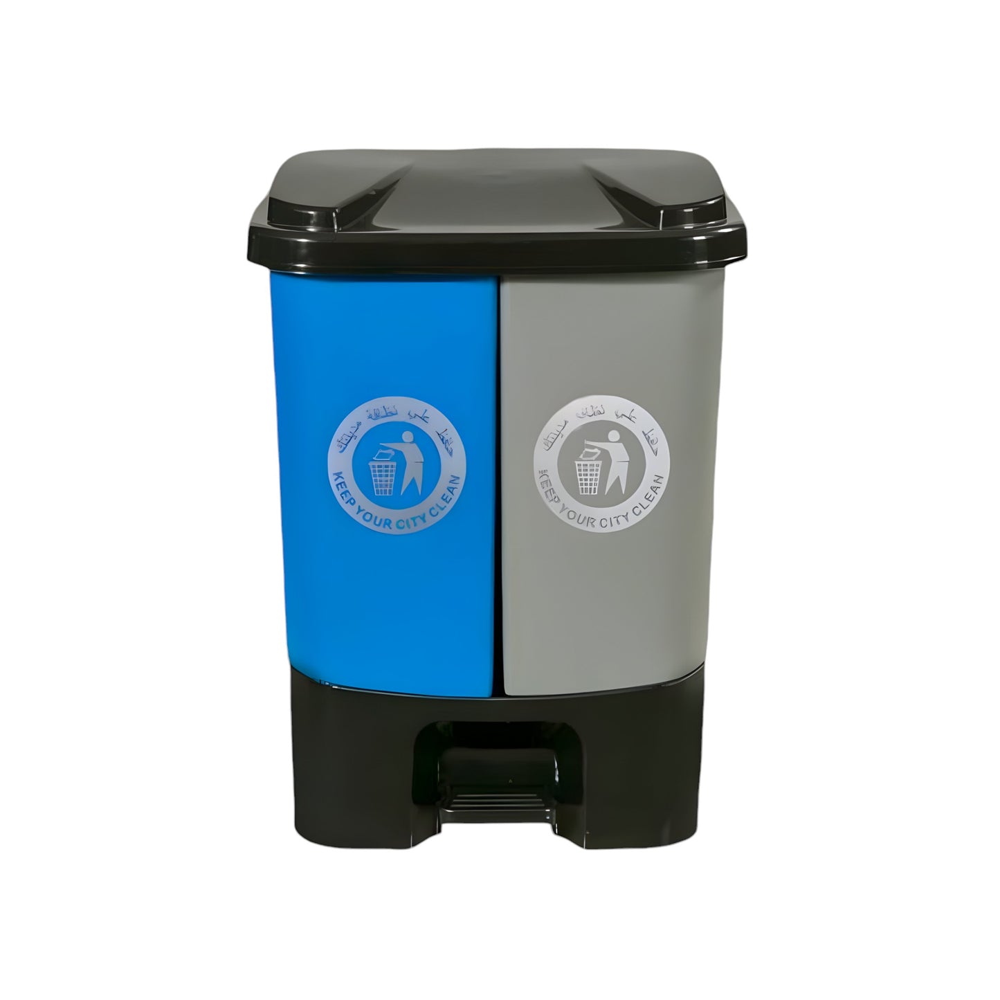 20L Pedal Dust Bin Supplier in Qatar – Grey & Blue Plastic Dustbin with Pedal