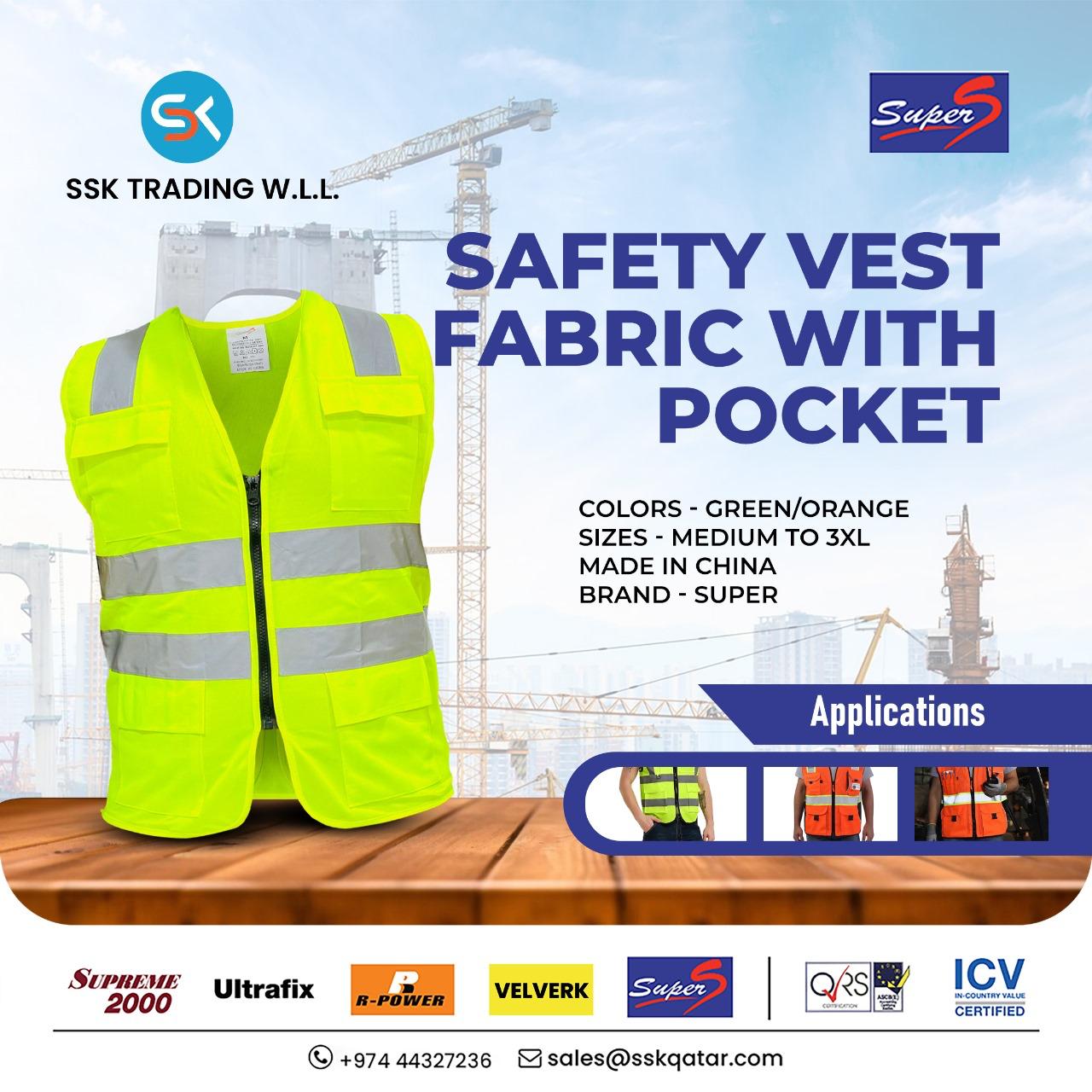 Safety Vest Fabric with Pocket supplier in Qatar
