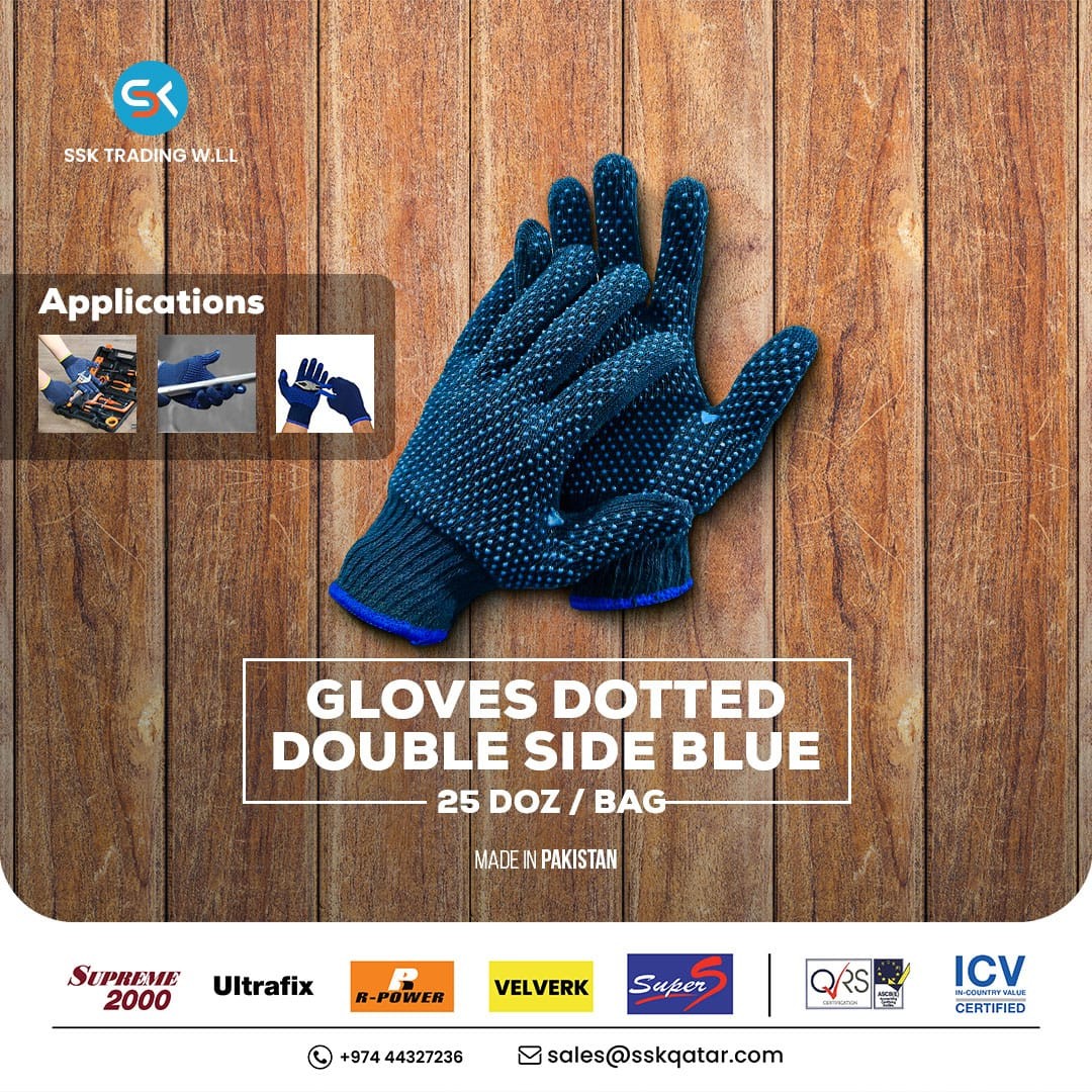 Dotted Gloves Double Side Blue