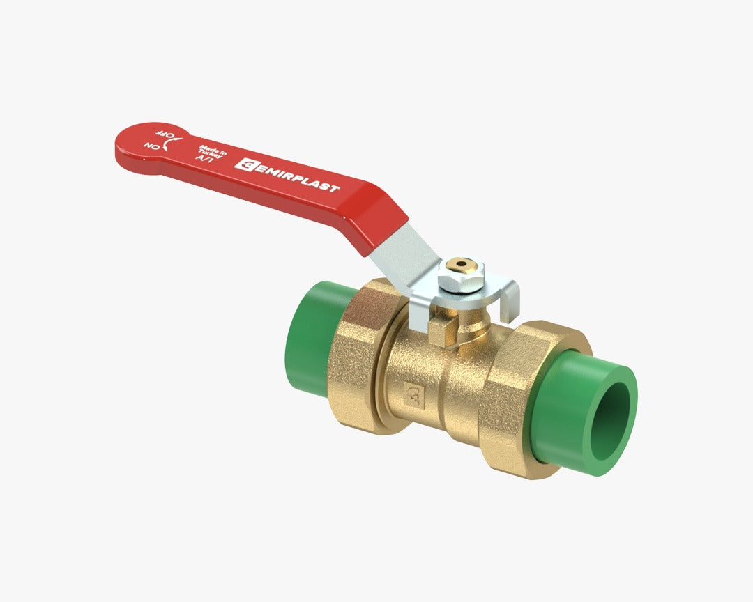 PPR Ball Valve Double Union Red Handle Green Brass Qatar