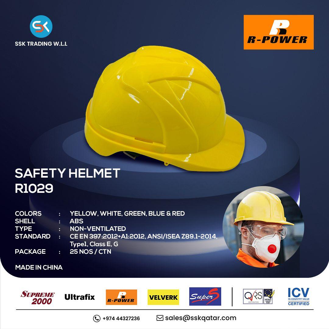 R-Power Safety Helmet with Rachet Yellow R1029