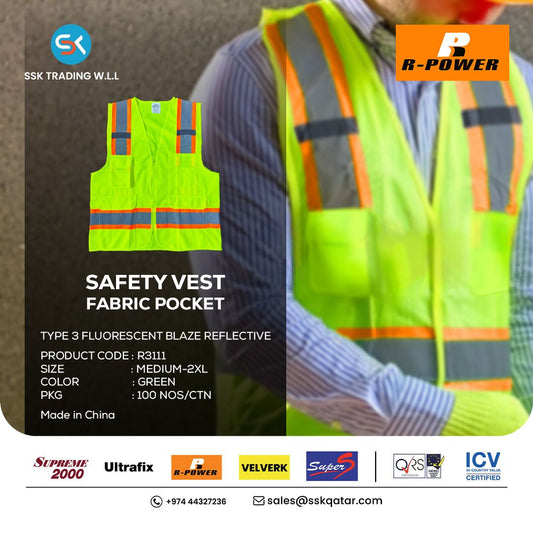 R-Power Safety Vest Fabric with Pocket R3111 Double Color