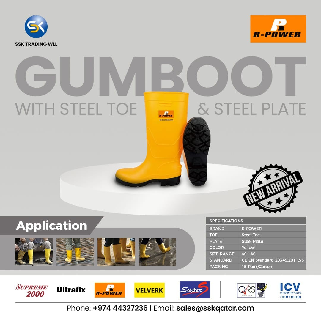 R-Power Gumboot With Steel Toe & Plate Yellow