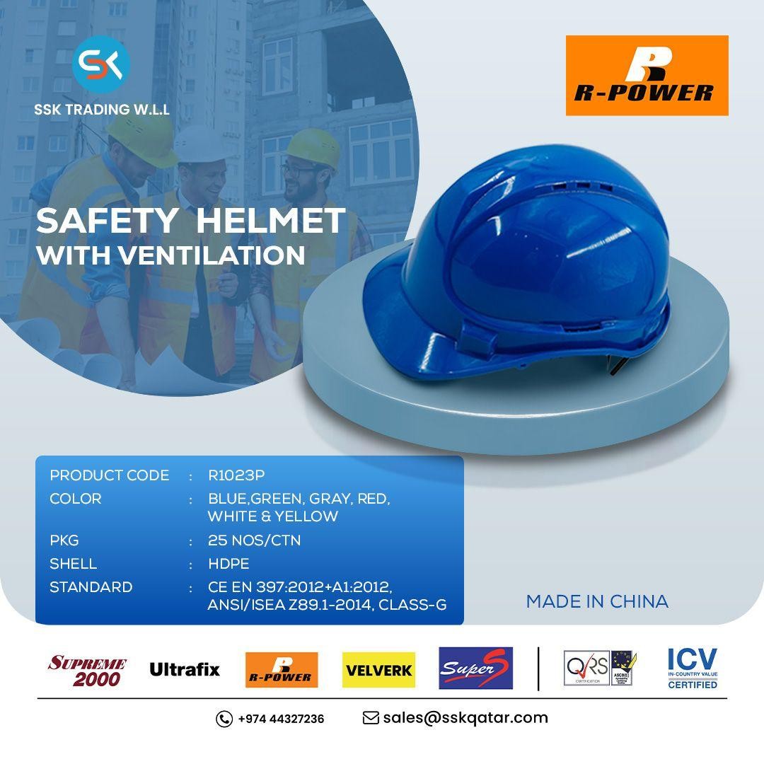 R-Power Safety Helmet Ventilated Red R1023P