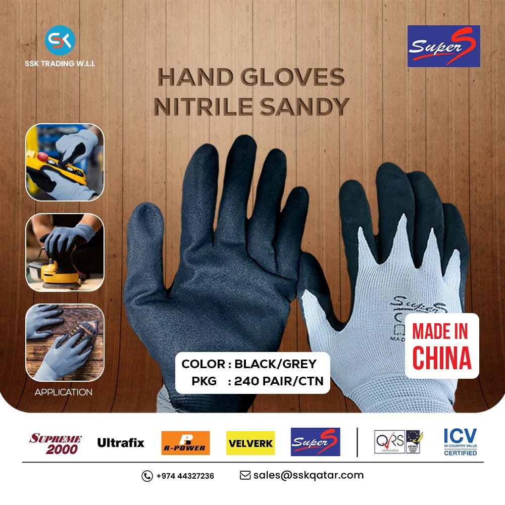 SuperS Cut Resistent Gloves Nitrile Coated Sandy