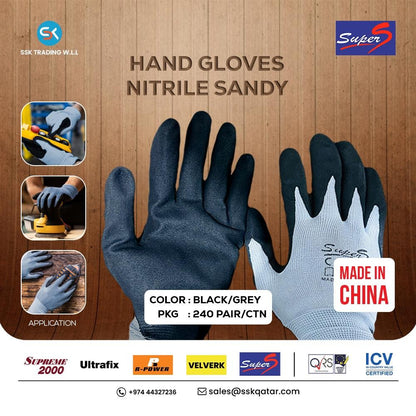 SuperS Cut Resistent Gloves Nitrile Coated Sandy