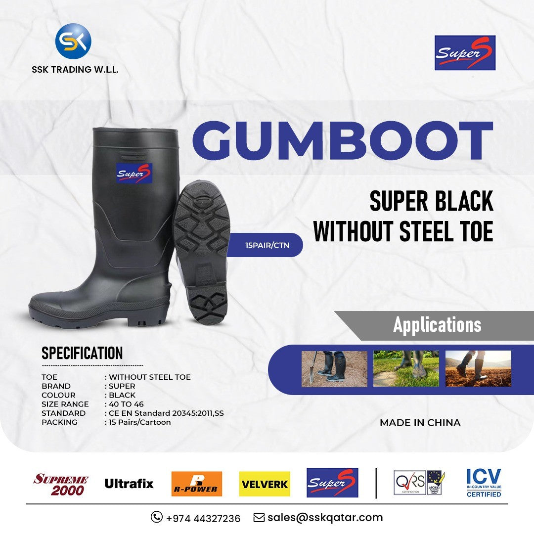 SuperS Gumboot Black