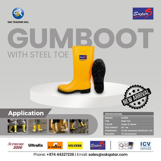 SuperS Gumboot With Steel Toe Green