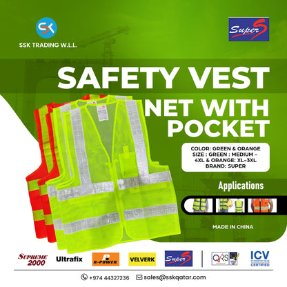 SuperS Safety Vest Net with Pocket